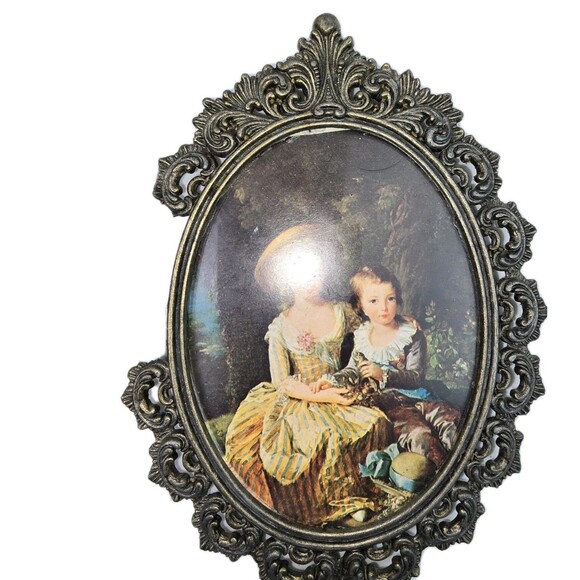 Set 4 Vintage Framed Art Victorian Brass Metal Fellinger - Picture 4 of 10